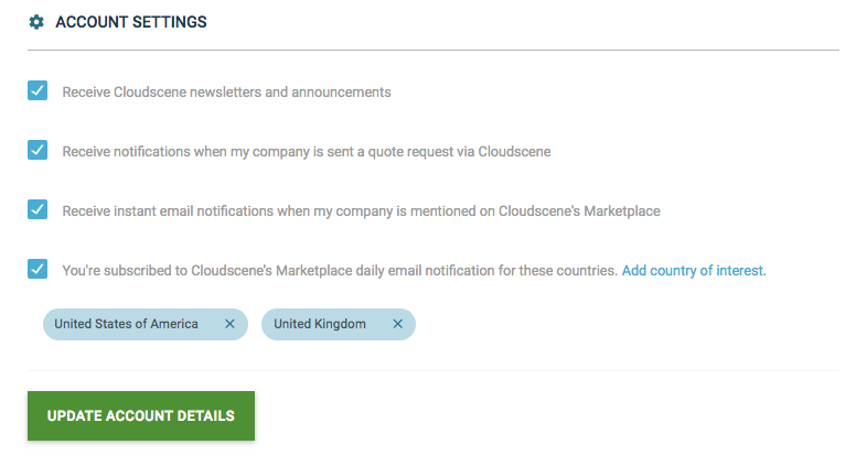 Notifications on Cloudscene
